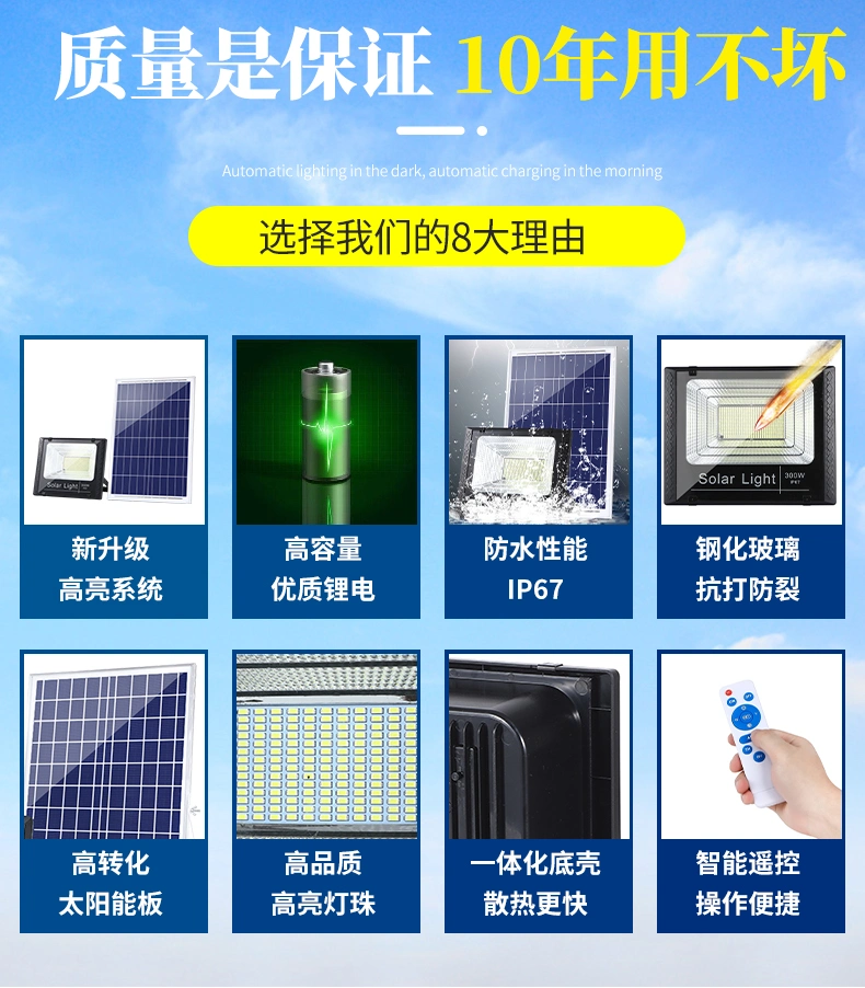 10W 25W 45W 65W 120W 200W 300W LED Solar Lights, LED Outdoor Street Light, Solar LED Floodlight