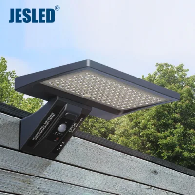 Jesled 3CCT Alto Brilho 104LEDs PIR Sensor de Movimento LED Lâmpada de Parede de Segurança Iluminação de Jardim Externo Luz Solar Integrada com Controle Remoto